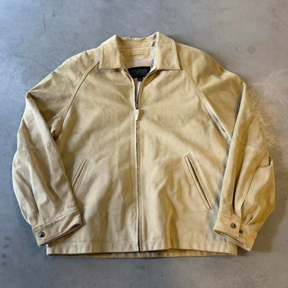 Wilsons Leather Men’s Lightweight Suede Zip Jacket - Tan